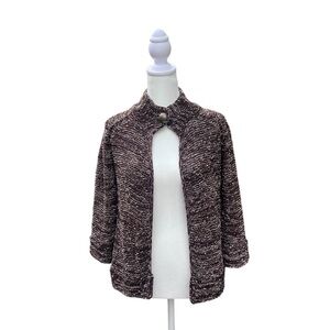 BCBGMaxAzria Brown Gold Chunky Knit‎ One Button  Cardigan Y2K Size Small
